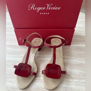 Roger Vivier Burgundy Sandals for Women Size 37